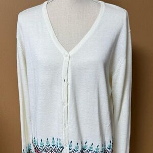 Willow Ridge White Sequined Trim Sweater